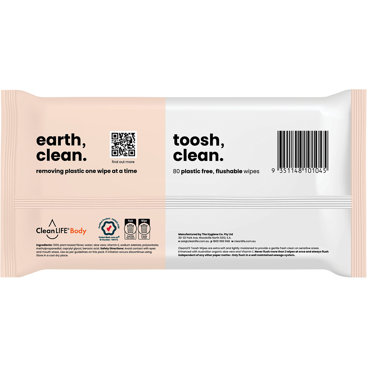Toosh Clean Flushable Plastic Free Wipes