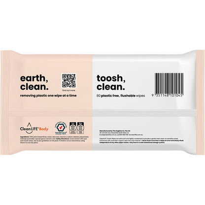 Toosh Clean Flushable Plastic Free Wipes