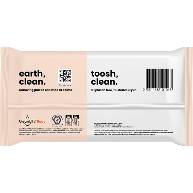 Toosh Clean Flushable Plastic Free Wipes