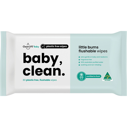Baby Clean Flushable Plastic Free Wipes