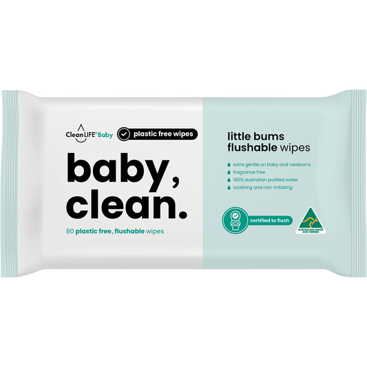 Baby Clean Flushable Plastic Free Wipes
