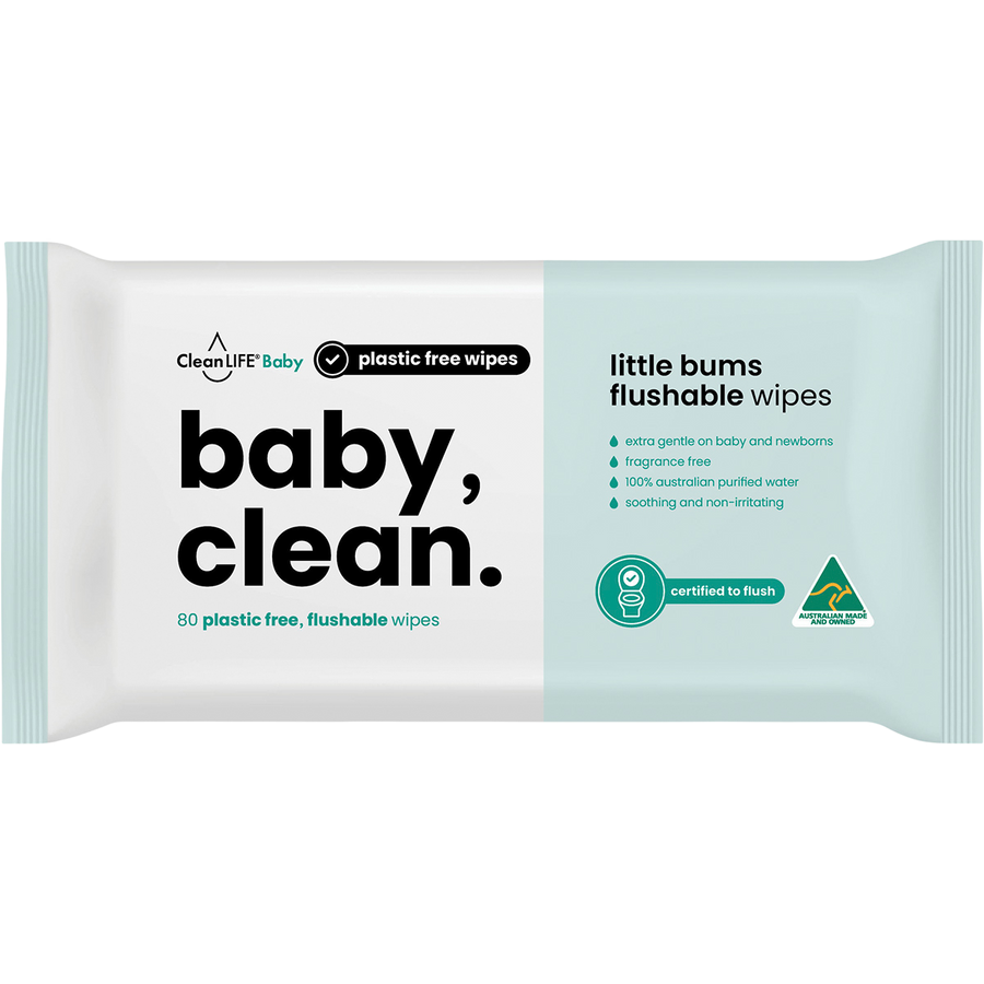 Baby Clean Flushable Plastic Free Wipes