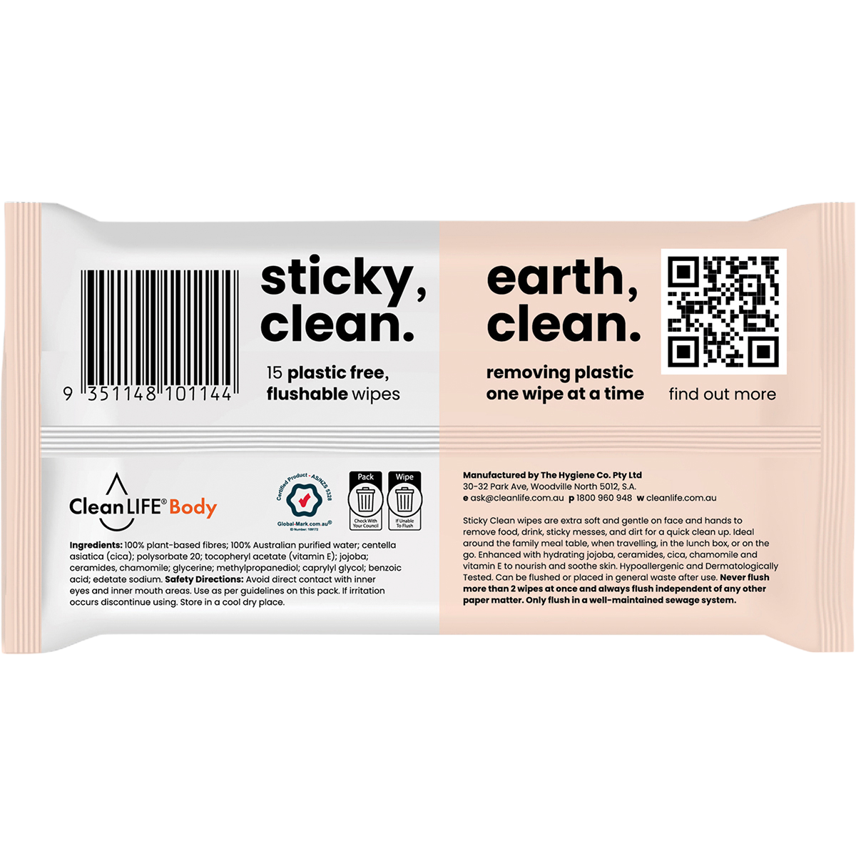 Sticky Clean Flushable Plastic Free Wipes