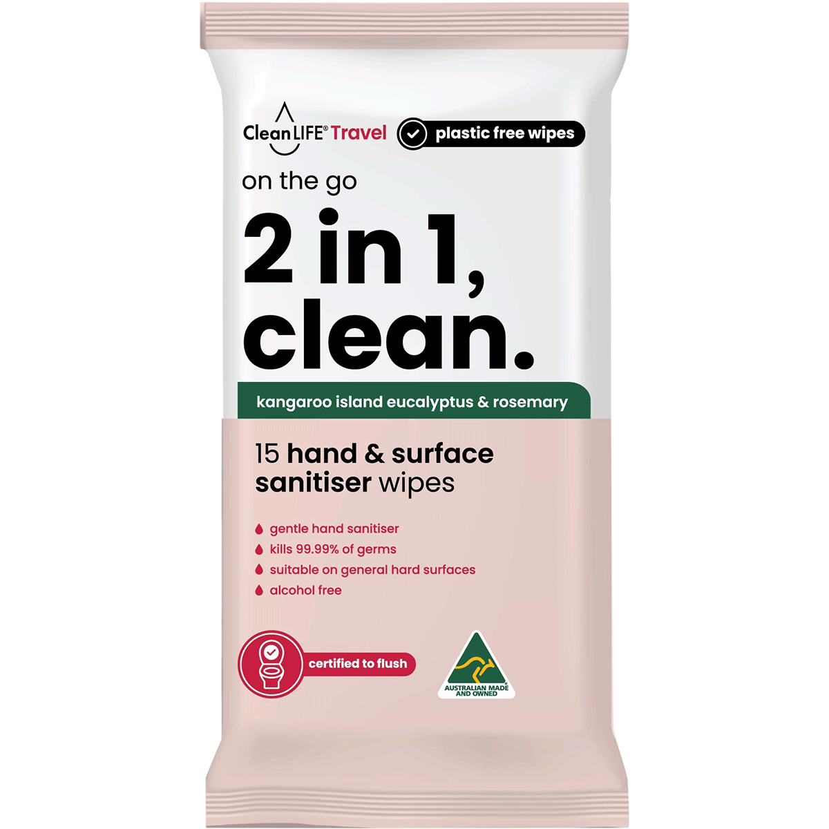 2 In 1 Plastic Free Wipes Hand and Surface Sanitiser
