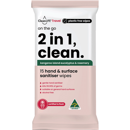 2 In 1 Plastic Free Wipes Hand and Surface Sanitiser