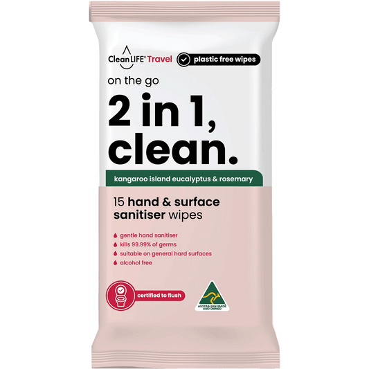 2 In 1 Plastic Free Wipes Hand and Surface Sanitiser