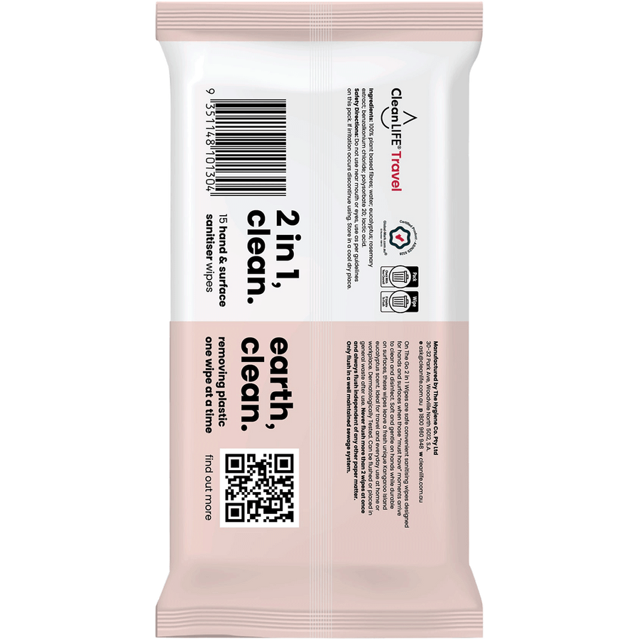 2 In 1 Plastic Free Wipes Hand and Surface Sanitiser