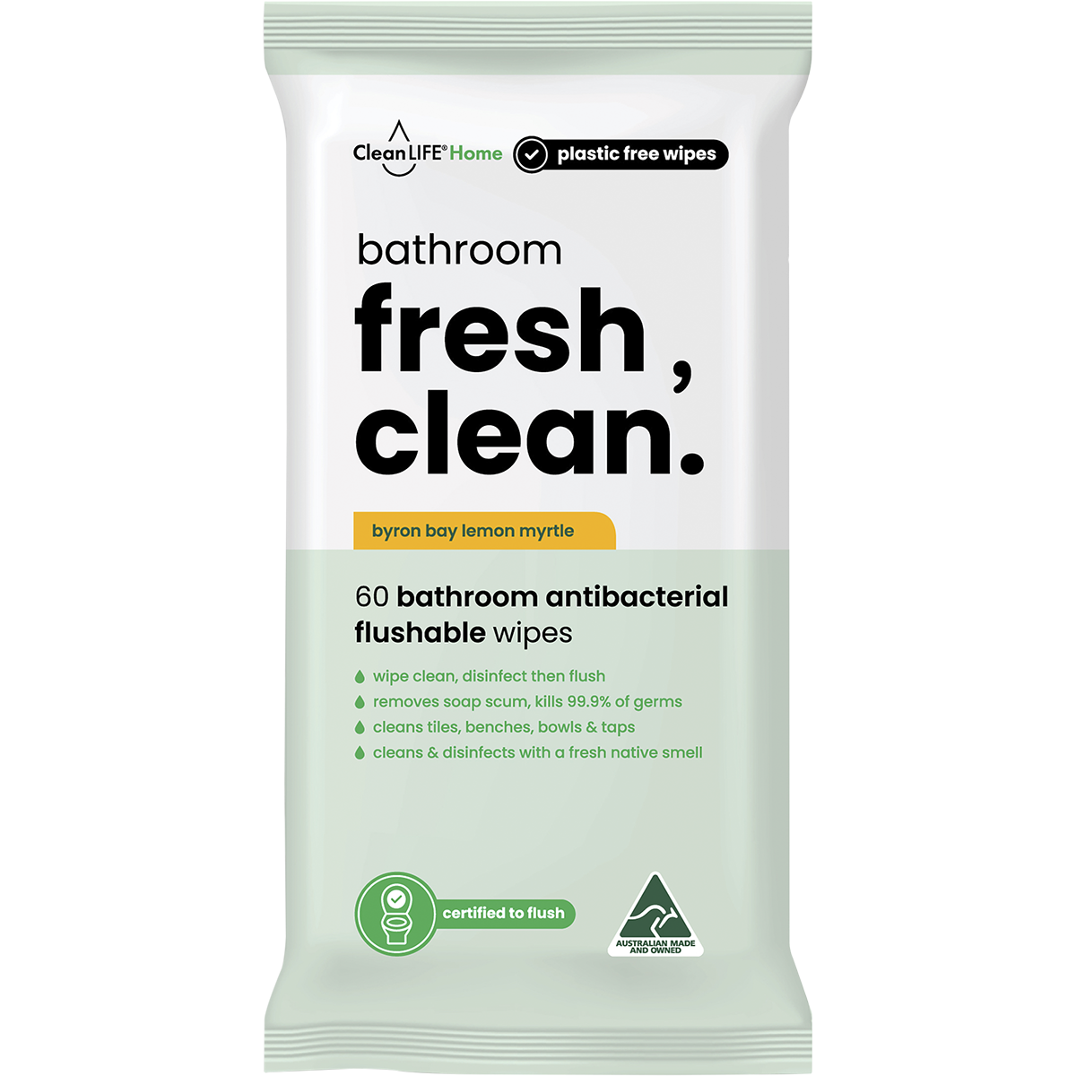Bathroom Fresh Clean Flushable Plastic Free Wipes