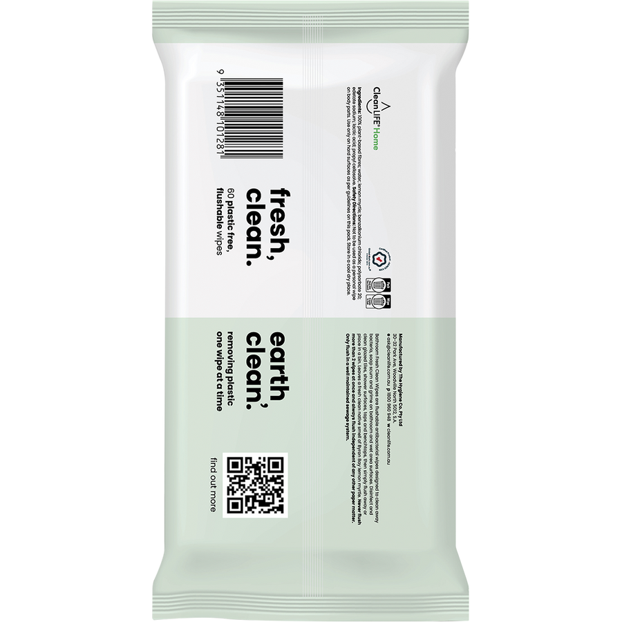 Bathroom Fresh Clean Flushable Plastic Free Wipes