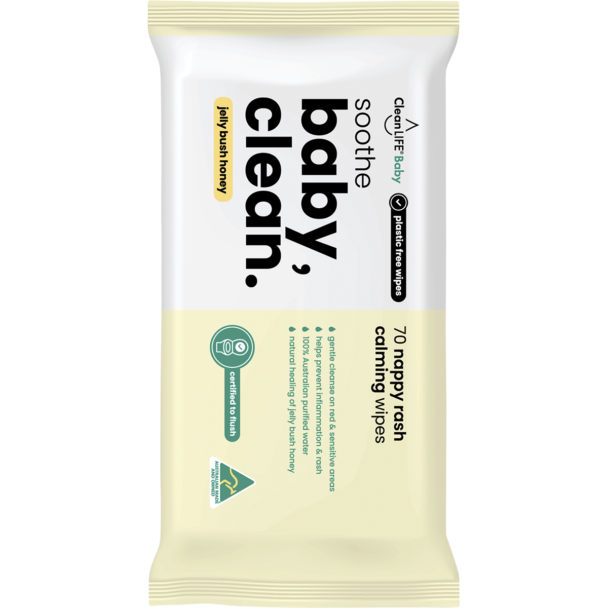 Baby Clean Soothe Flushable Plastic Free Wipes