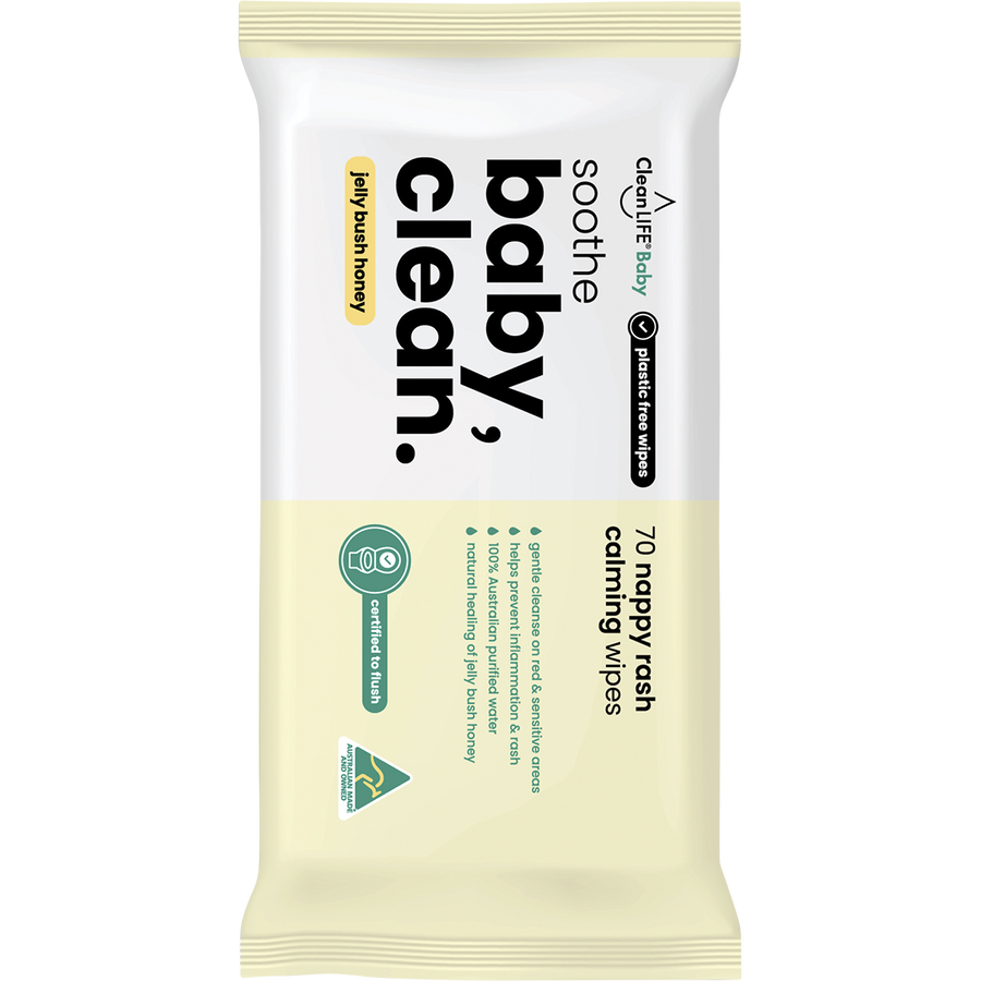 Baby Clean Soothe Flushable Plastic Free Wipes