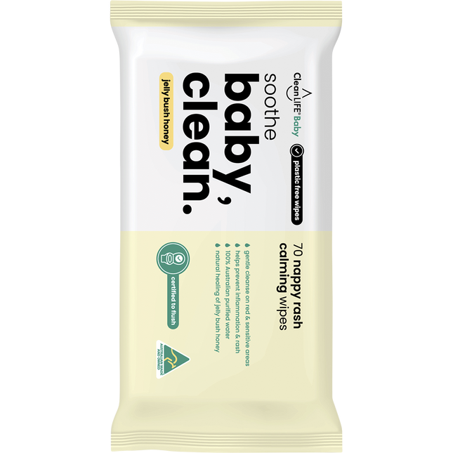Baby Clean Soothe Flushable Plastic Free Wipes