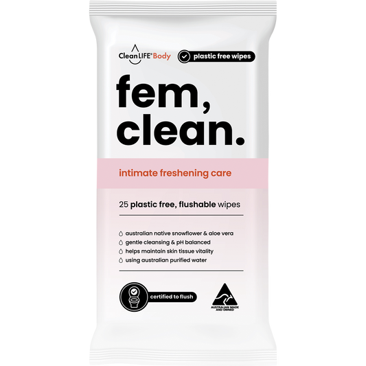 Fem Clean Intimate Flushable Plastic Free Wipes