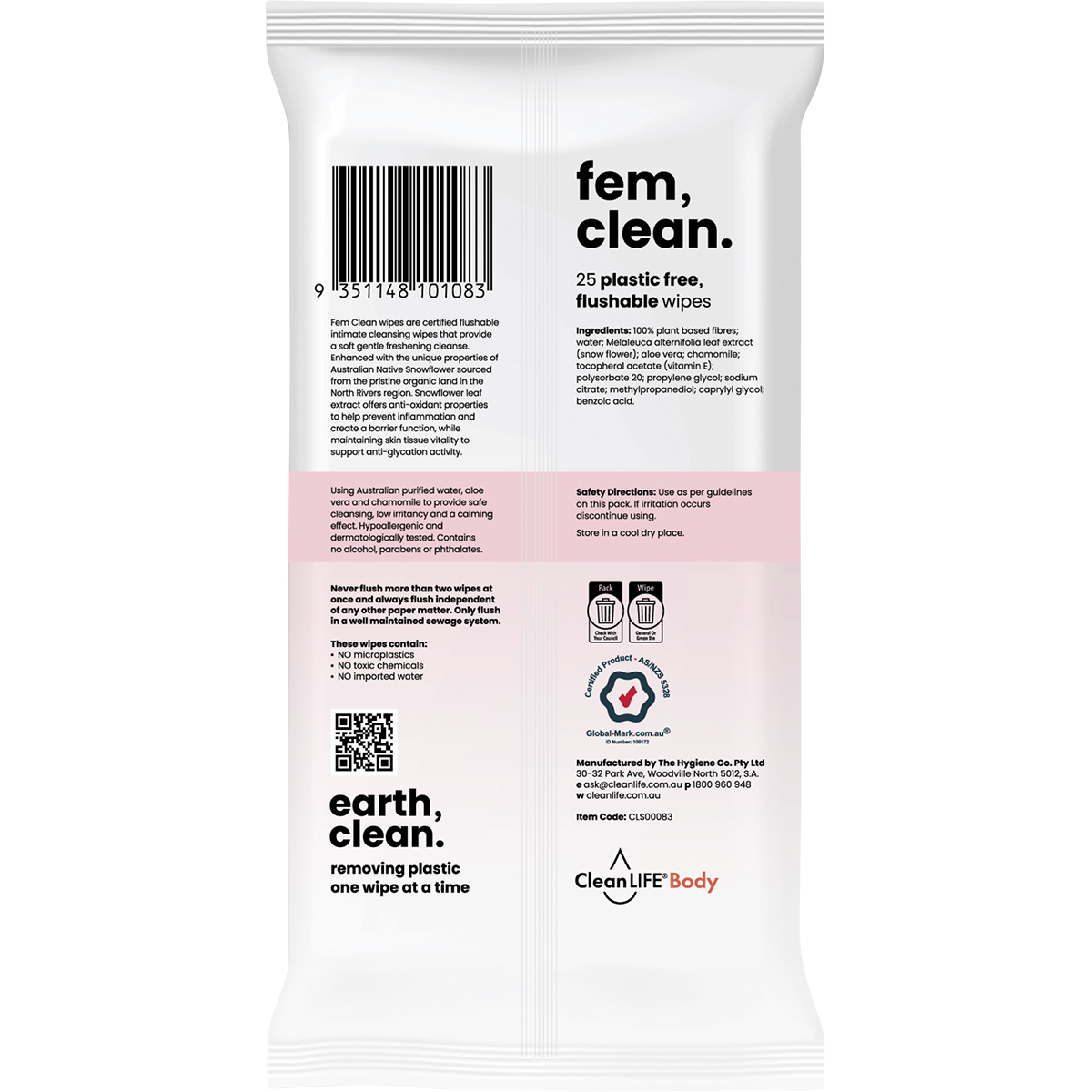 Fem Clean Intimate Flushable Plastic Free Wipes