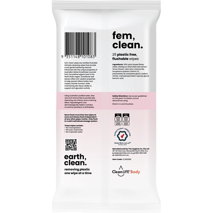 Fem Clean Intimate Flushable Plastic Free Wipes