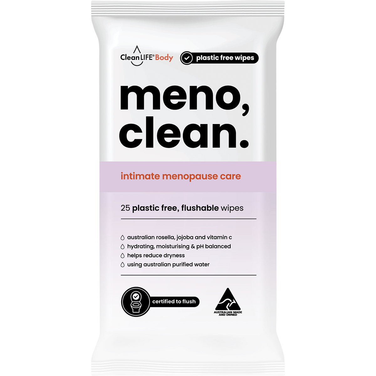 Meno Clean Wipes Flushable Plastic Free Wipes