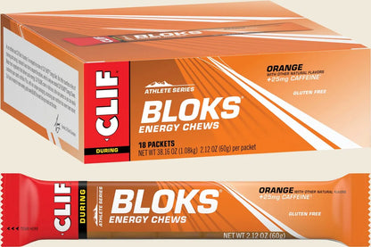 CLIF Bloks Energy Chews Orange 25mg Caffeine 18x60g