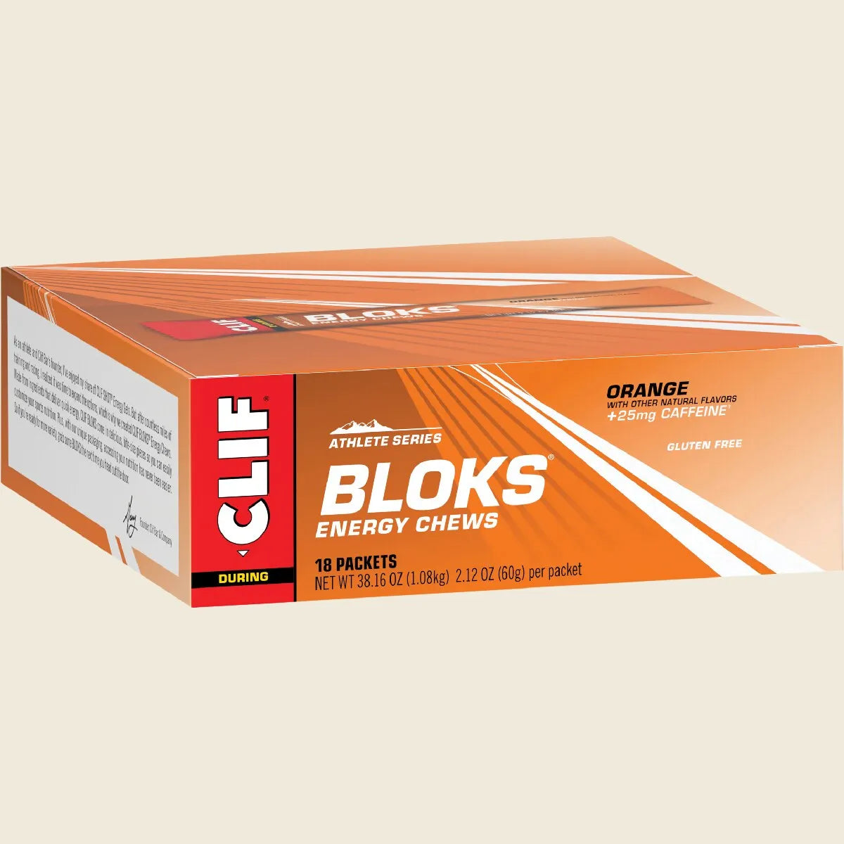 CLIF Bloks Energy Chews Orange 25mg Caffeine 18x60g