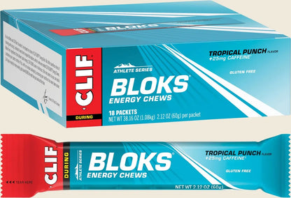 CLIF Bloks Energy Chews Tropical Punch 25mg Caffeine 18x60g