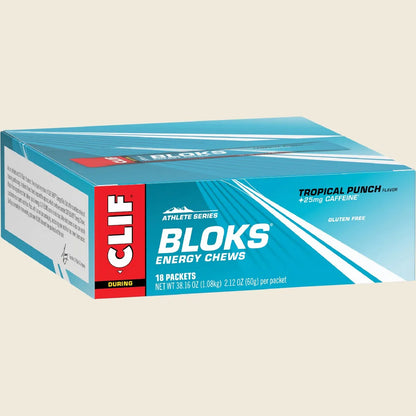 CLIF Bloks Energy Chews Tropical Punch 25mg Caffeine 18x60g