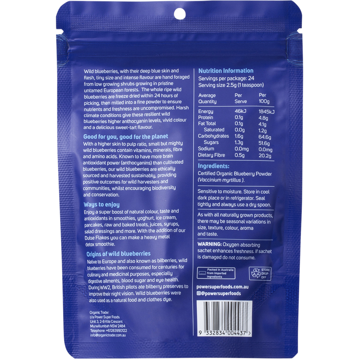 Wild Blueberry Powder Certified Organic