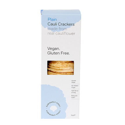 Curiously Cauli Crackers - Plain 70g (Pack of 10)