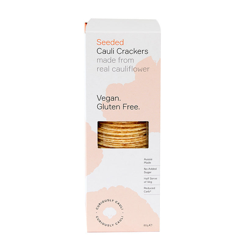 Curiously Cauli Crackers - Seeded 80g (Pack of 10)