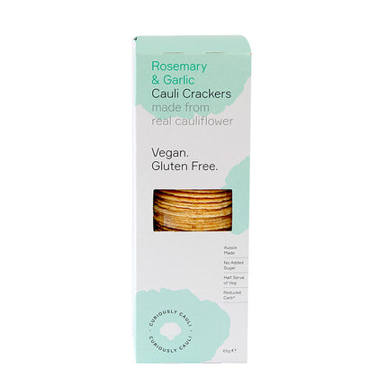 Curiously Cauli Crackers - Rosemary & Garlic 65g (Pack of 10)