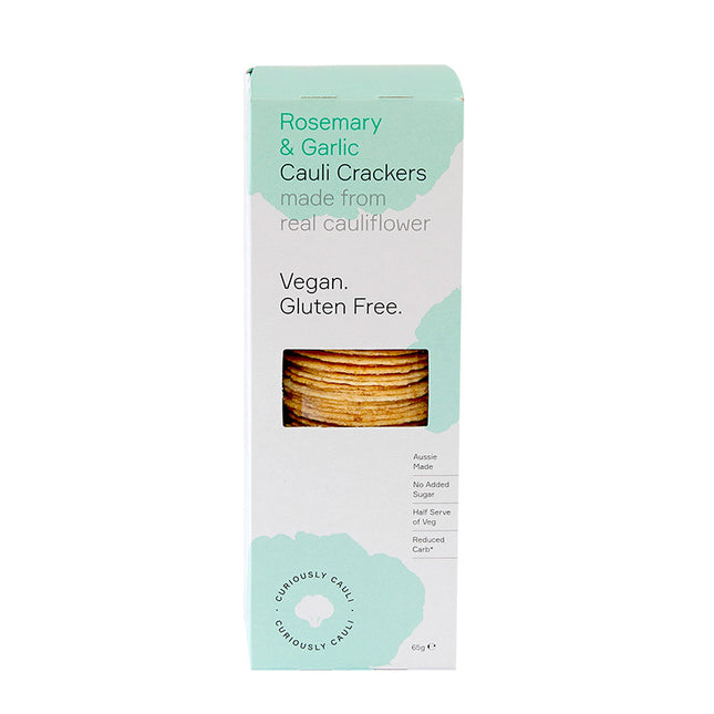 Curiously Cauli Crackers - Rosemary & Garlic 65g (Pack of 10)