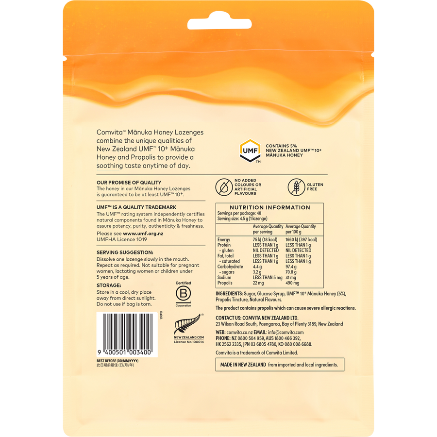 Manuka Honey Lozenges Zesty Lemon