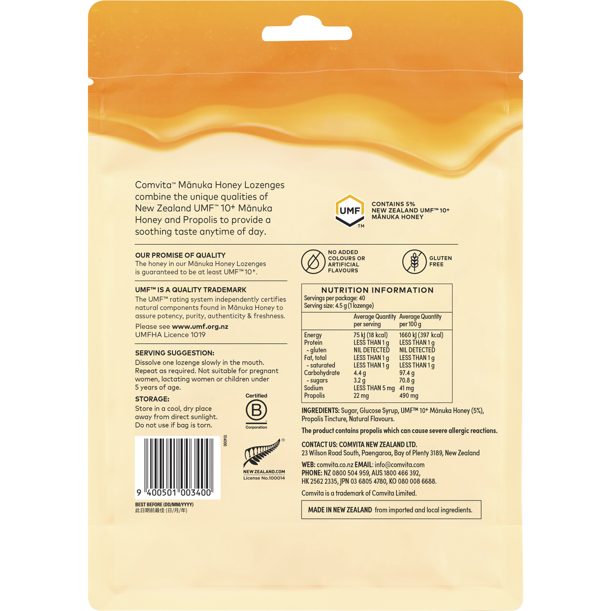 Manuka Honey Lozenges Zesty Lemon