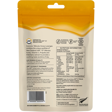Manuka Honey Lozenges Elderberry Extract & Vitamin C