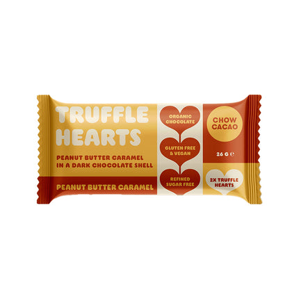 Chow Cacao Truffle Hearts - Peanut Butter Caramel 26g (Pack of 9)