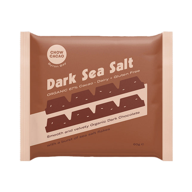 Chow Cacao Dark Chocolate Block - Sea Salt 60g (Pack of 11)