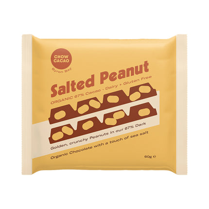 Chow Cacao Dark Chocolate Block - Salted Peanut 60g (Pack of 11)