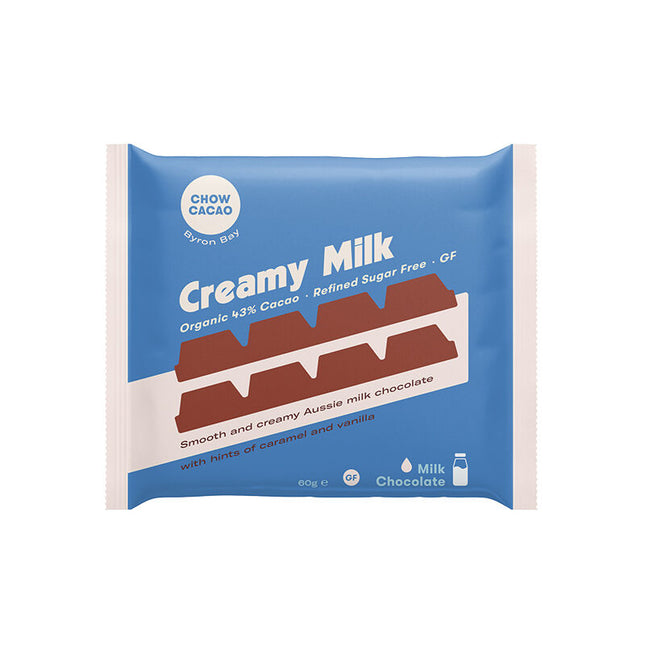 Chow Cacao Milk Chocolate Block - Creamy Milk 60g (Pack of 11)