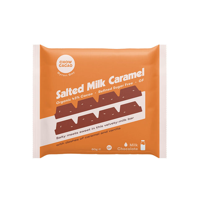 Chow Cacao Milk Chocolate Block - Salted Milk Caramel 60g (Pack of 11)