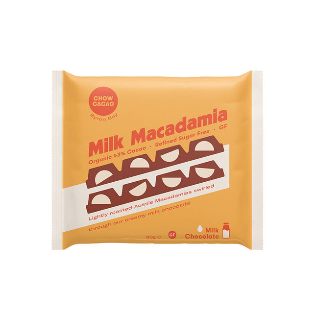 Chow Cacao Milk Chocolate Block - Milk Macadamia 60g (Pack of 11)