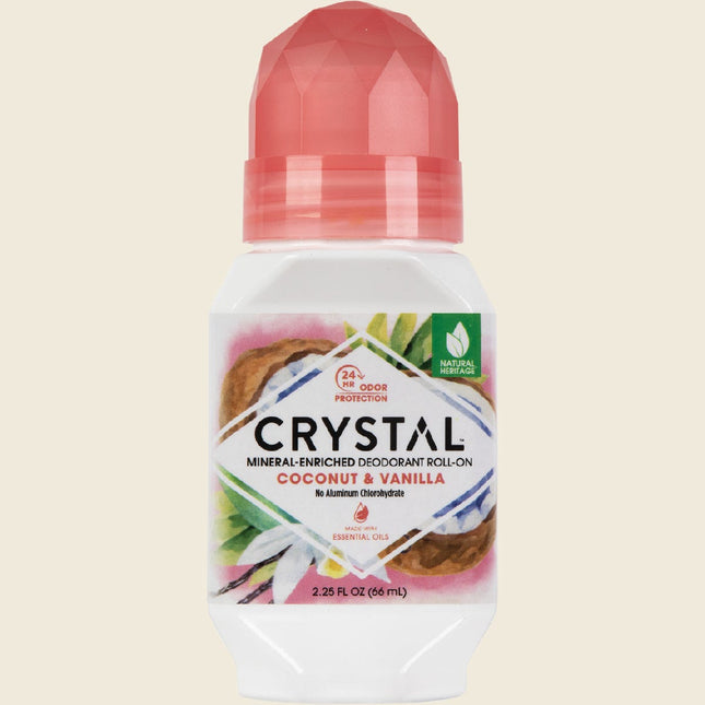 Crystal Mineral-Enriched Deodorant Roll-On, Coconut and Vanilla, 66ml bottle