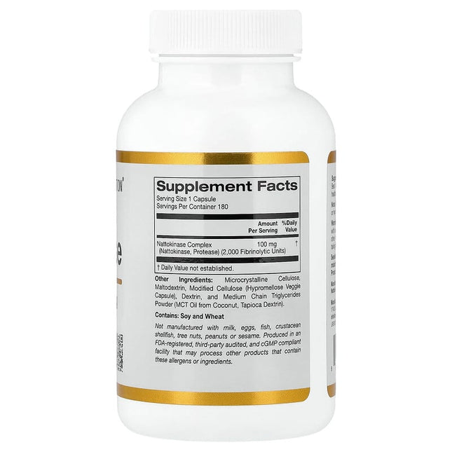 California Gold Nutrition Nattokinase 2,000 FU supplement facts
