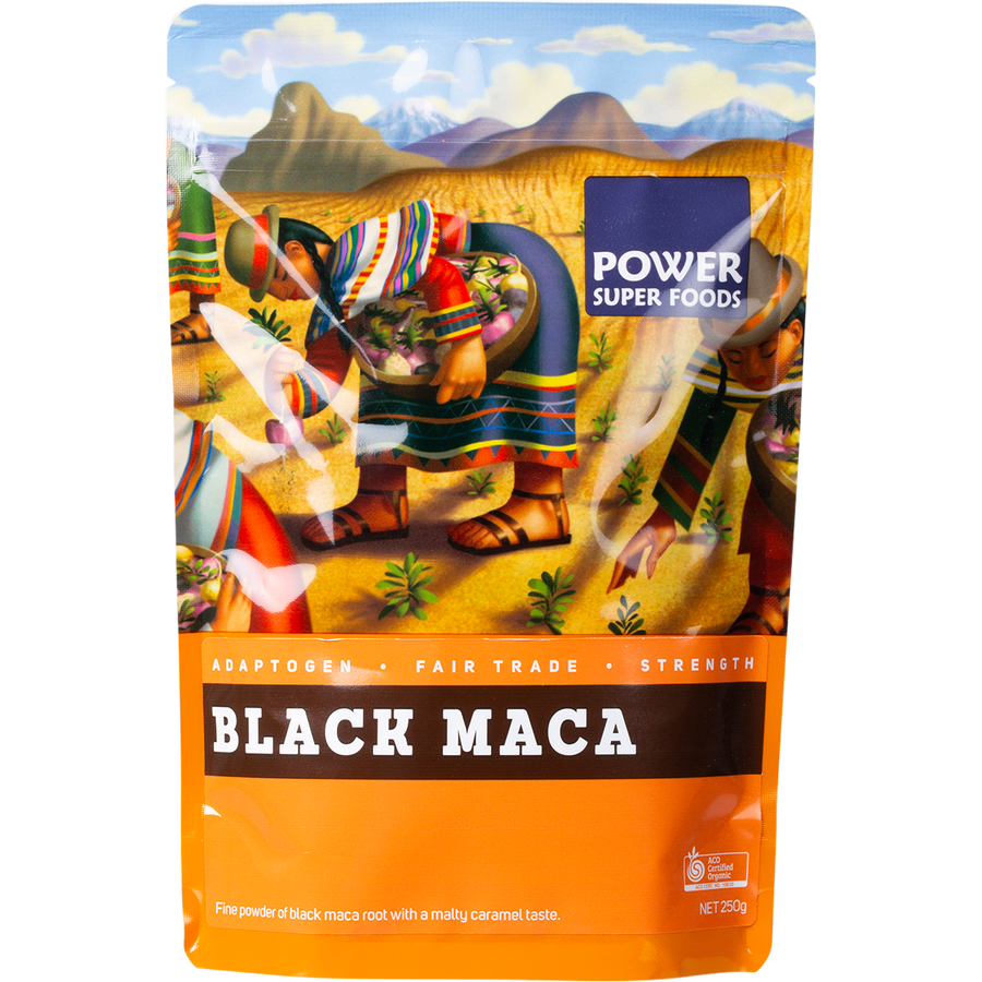 Certified organic black maca powder finely ground root