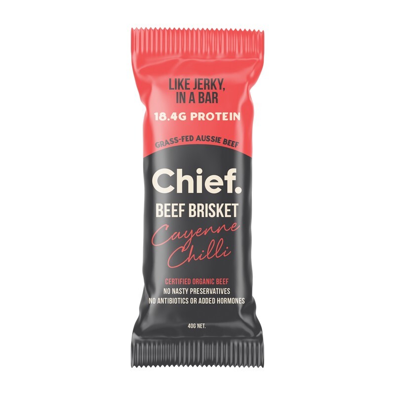 Chief Nutrition Grass Fed Beef Bar - Beef & Chilli 40g (Pack of 12)
