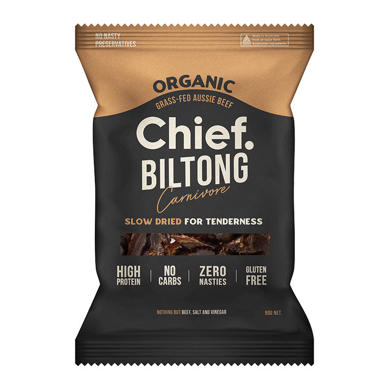 Chief Nutrition Grass Fed Biltong - Carnivore 90g (Pack of 6)