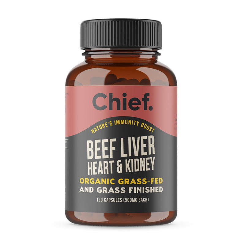 Chief Nutrition Chief Organic Beef Liver Heart & Kidney 120 Capsules
