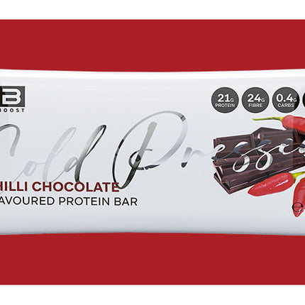 Fibre Boost Chilli Chocolate cold pressed protein bar single bar