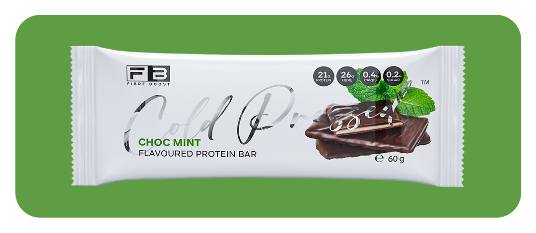 Fibre Boost Cold Pressed Choc Mint flavoured Protein Bar