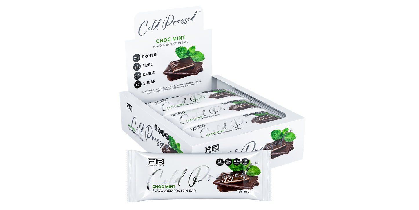 Fibre Boost Cold Pressed Choc Mint flavoured Protein Bar