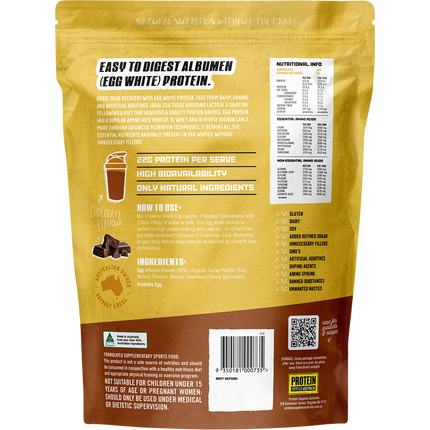 Chocolate-flavored Paleo Egg White Protein from Protein Supplies Australia, perfect for shakes, smoothies, and supporting active lifestyles.