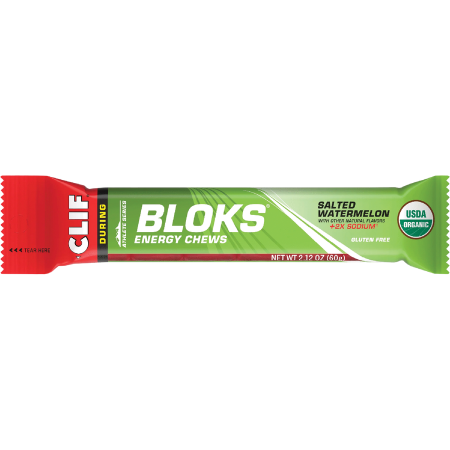Clif Bloks energy chew package on a white background