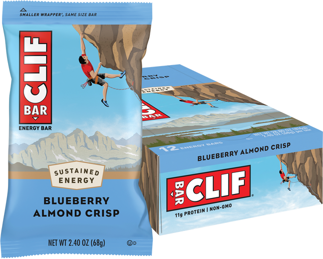 Clif blueberry almond crisp nutrition bar for sustained energy